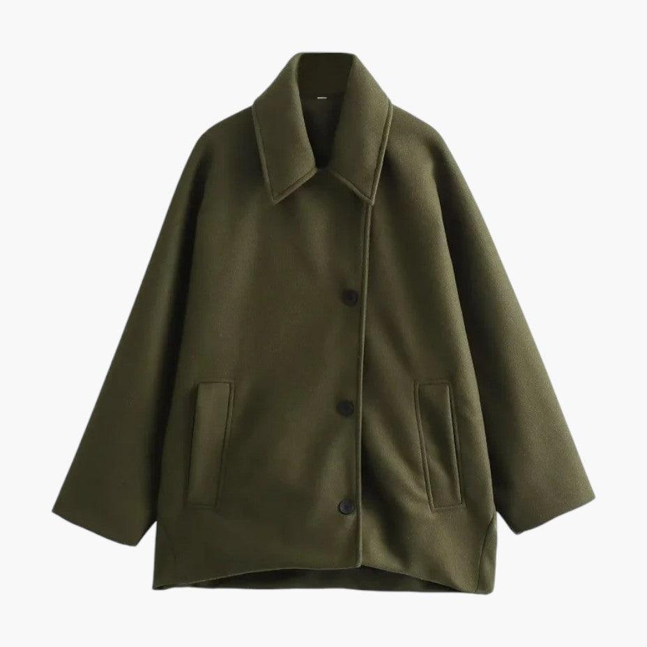 Wool Blend Button Coat – Women's Classic Winter Style