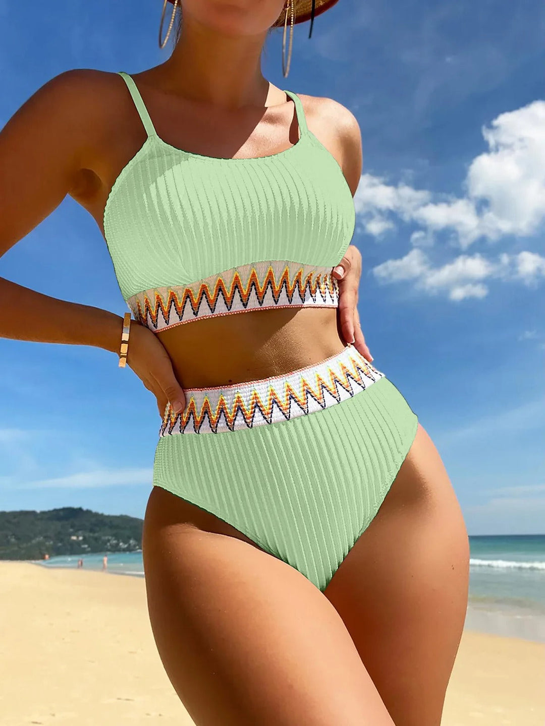 Ribbed High Waist Bikini - Women’s Flattering Swimwear Set